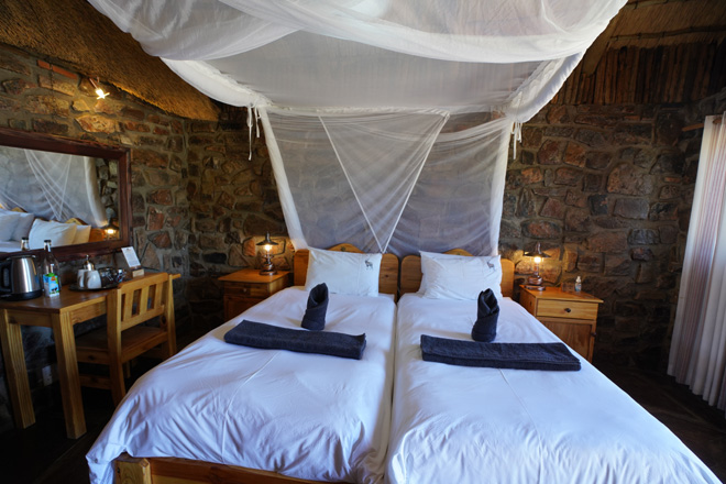 Twin Room interior at Canyon Lodge Fish River Canyon Namibia