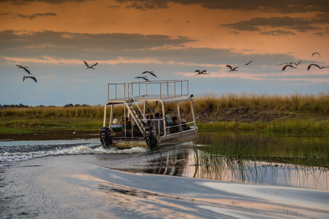 Sunset cruise at Chobe River Camp Caprivi Namibia