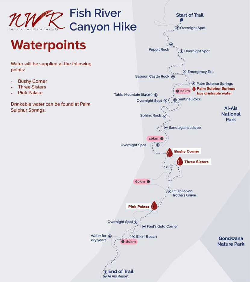 Fish River Canyon hiking map Namibia