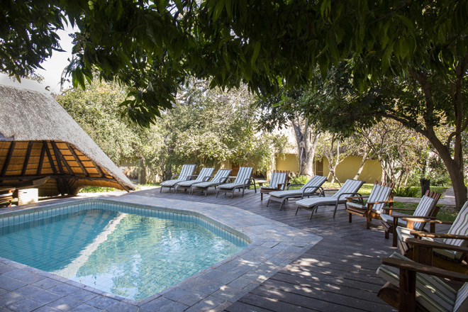 Swimming pool at Namushasha River Lodge Caprivi Namibia